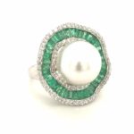 RPD001888001 Pearl & Emerald Diamond Ring