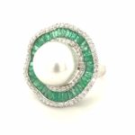 RPD001888001 Pearl & Emerald Diamond Ring