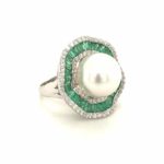 RPD001888001 Pearl & Emerald Diamond Ring