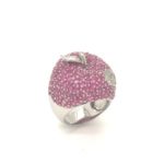 RRD011978001 Ruby Apple Diamond Silver Ring Rub