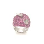 RRD011978001 Ruby Apple Diamond Silver Ring Rub