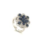 RSD001630001 18k White Gold Blue Sapphire Diamond Ring