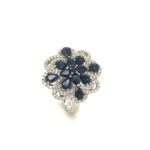 RSD001630001 18k White Gold Blue Sapphire Diamond Ring