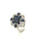 RSD001630001 18k White Gold Blue Sapphire Diamond Ring