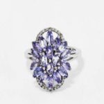 PJ1211-RTANZ-D Tanzanite Natural Zircon Silver Ring 925 sil