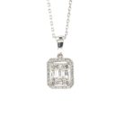 PO0816393-18K White Gold Diamond Pendant with Chain