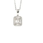 PO0816393-18K White Gold Diamond Pendant with Chain