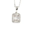 PO0816393-18K White Gold Diamond Pendant with Chain