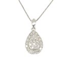 PO0816897-Pear shape 18K Diamond Pendant with chain