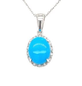 PWD001385001 Turquoise Diamond Pendant with chain