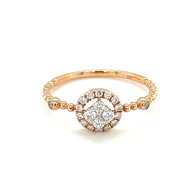 R19899 18K Rose Gold Diamond Ring