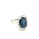 BS DIANA- 18K White Gold Diamond Blue Sapphire Ring