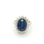 BS DIANA- 18K White Gold Diamond Blue Sapphire Ring