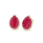 EZD000996001 18K Yellow Gold Ruby Quartz Diamond Earring