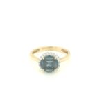 RSD001727001 18K Yellow Gold Blue Sapphire Diamond Ring